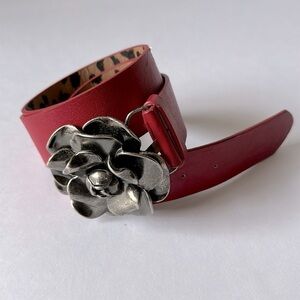 BETSEY JOHNSON Red Flower Buckle Belt